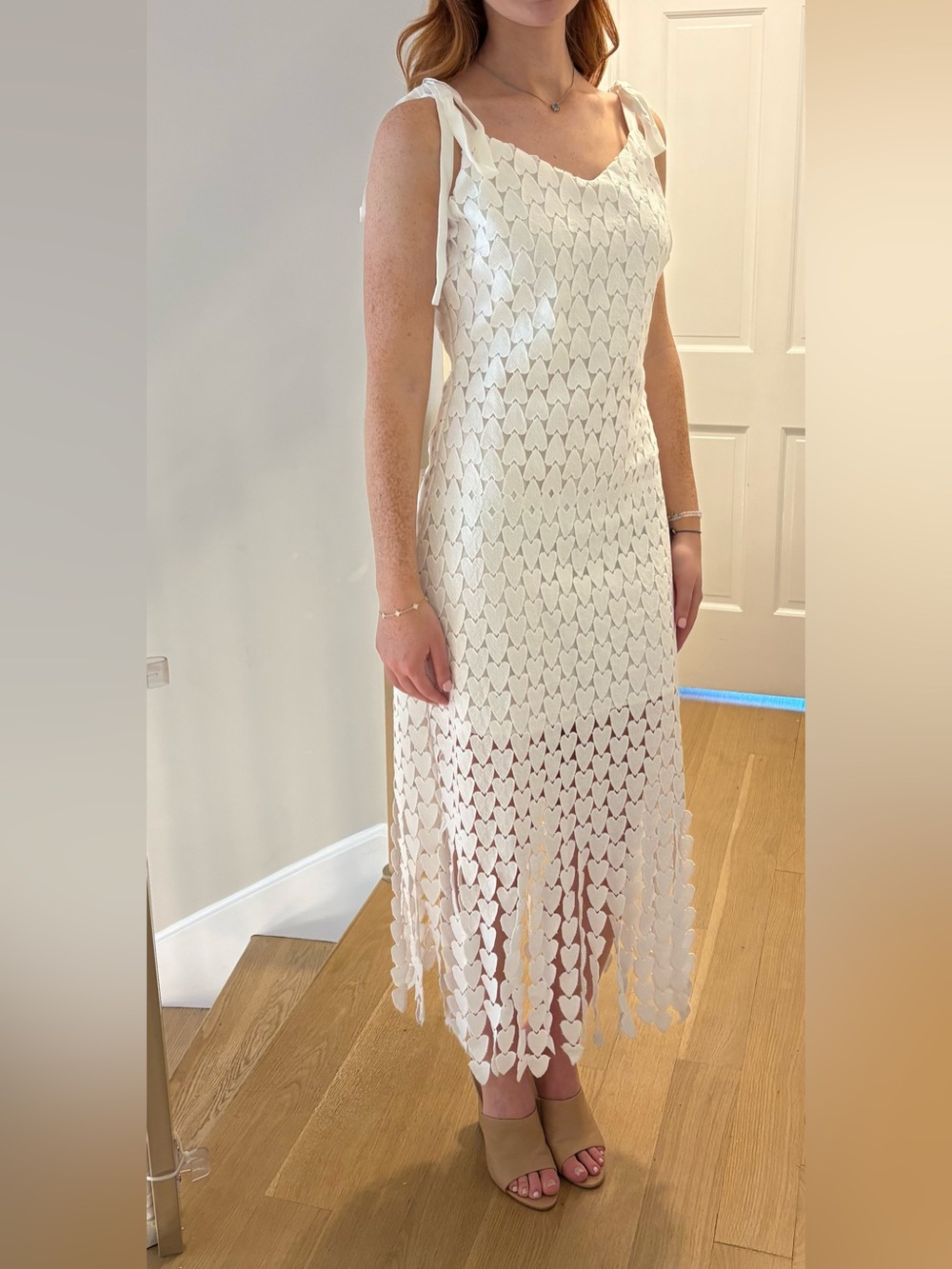 White Lace Tie-Shoulder Maxi Dress - NWOT - size small